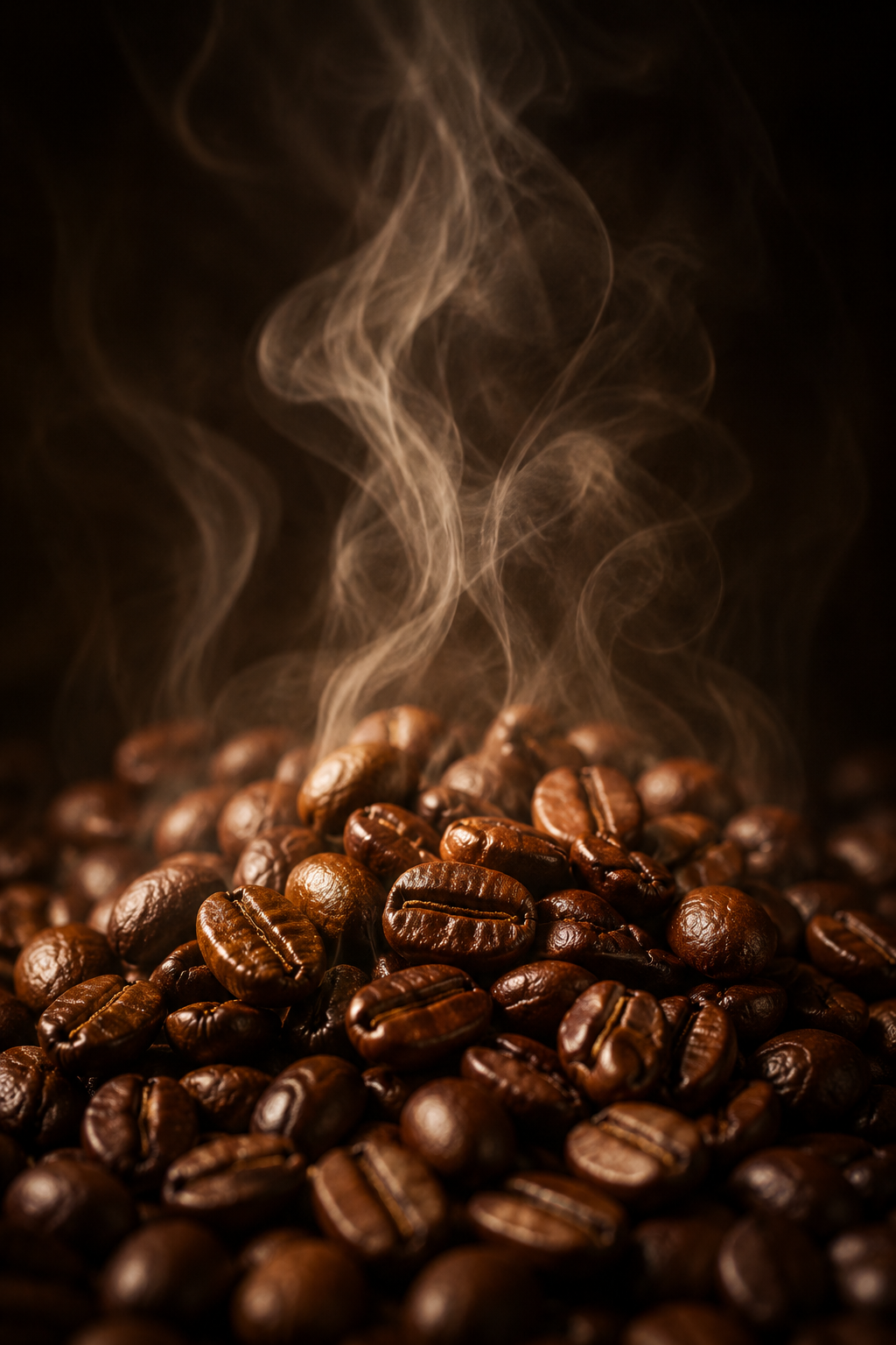 Premium steaming coffee beans