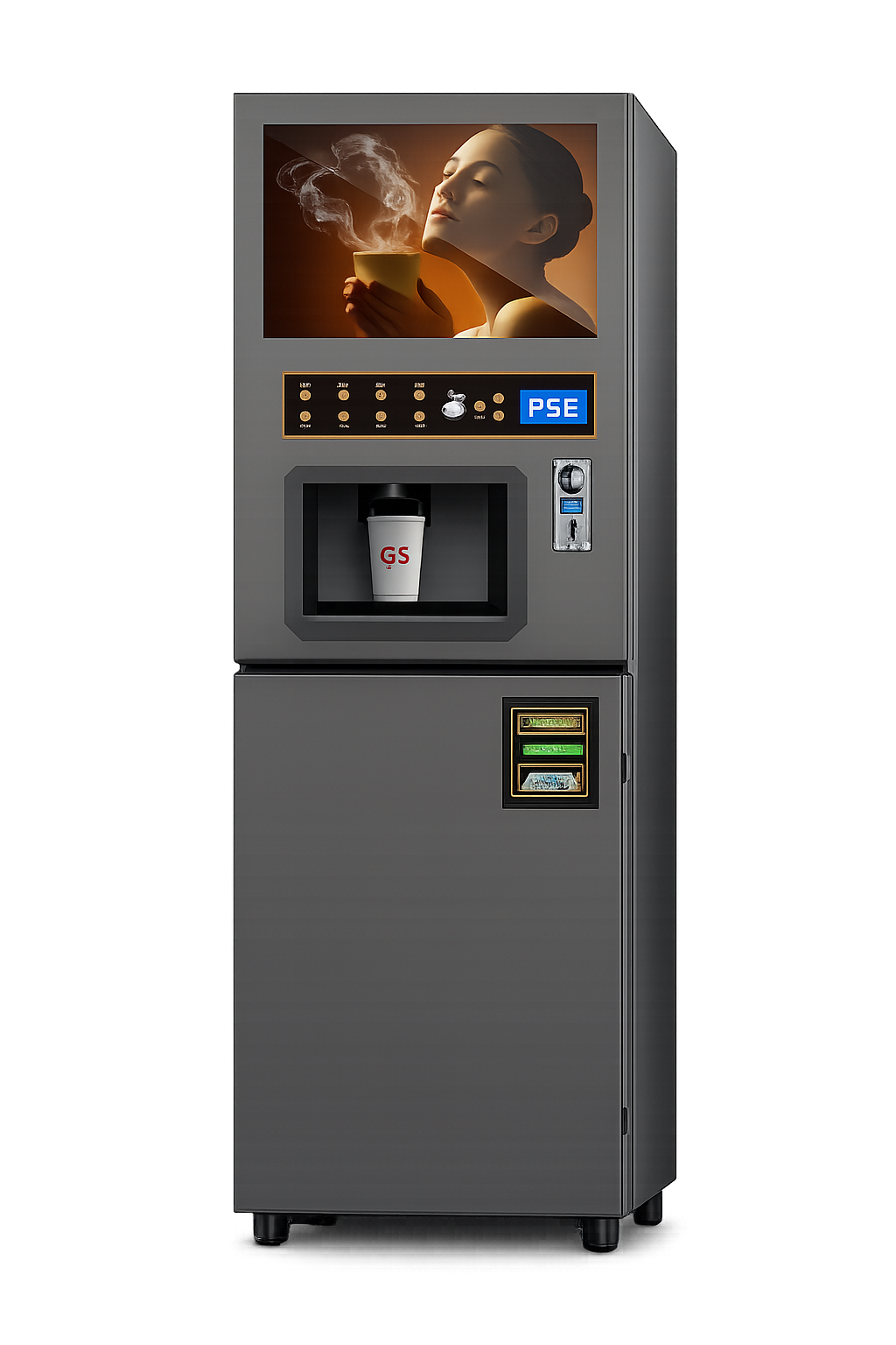 Floor-standing smart coffee kiosk